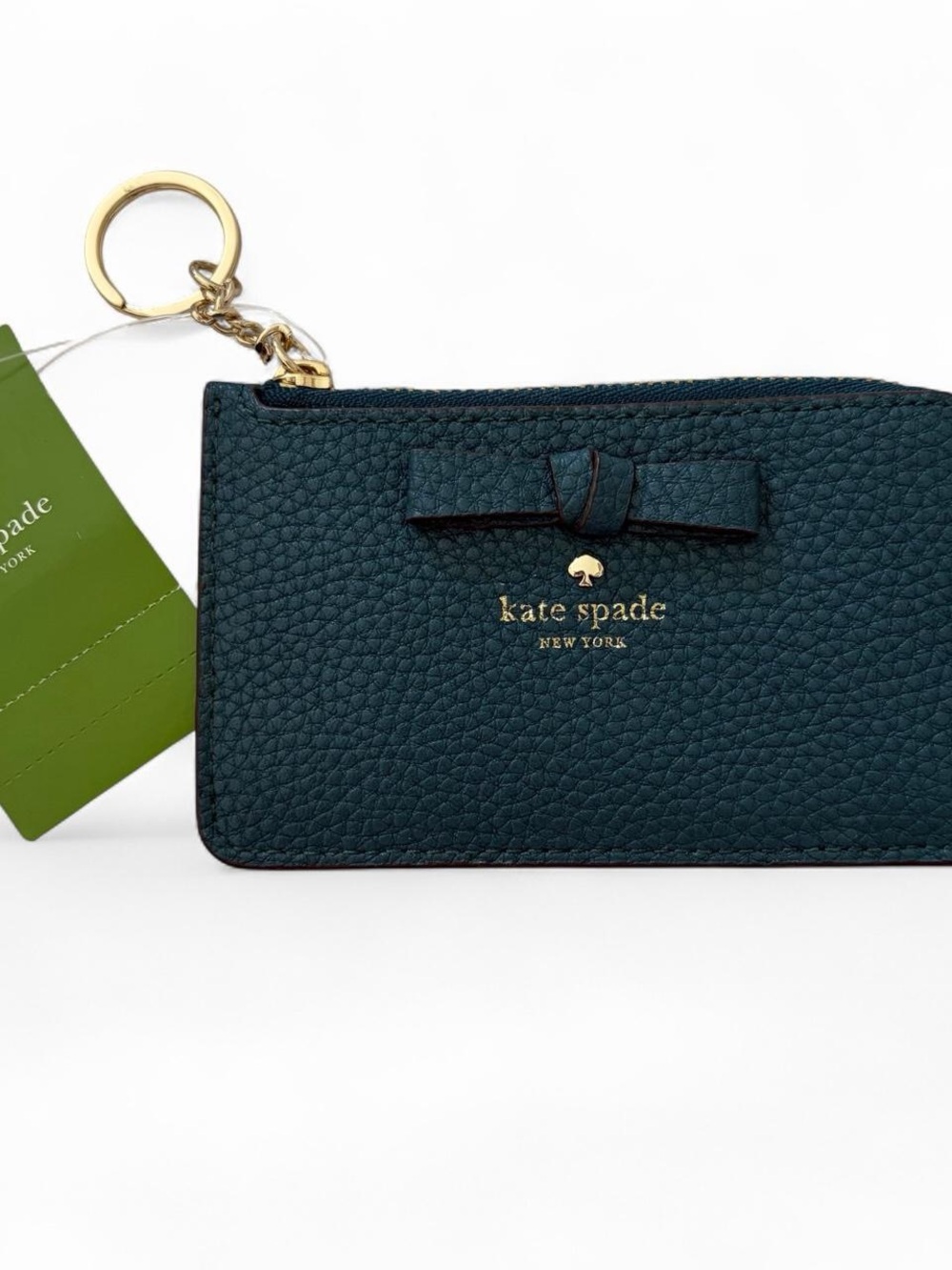 NWT kate spade evergreen Pebbled Leather Bow Key Card Pouch